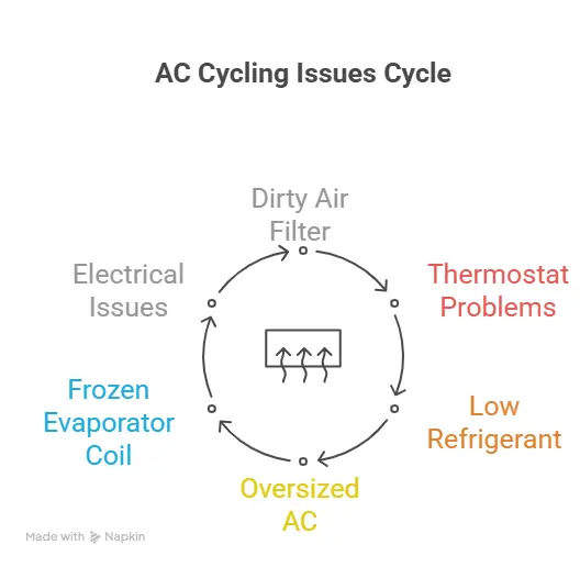Common causes of air conditioner turning on and off